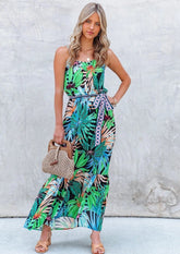 Bold Belt Tropical Dress