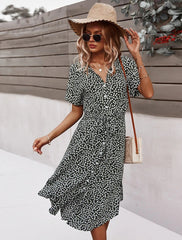 Button Down Smocked Collar Dress
