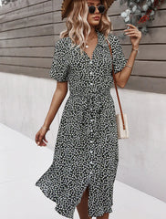 Button Down Smocked Collar Dress