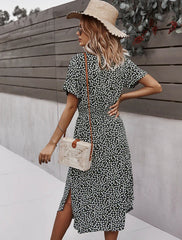 Button Down Smocked Collar Dress