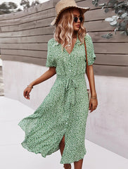 Button Down Smocked Collar Dress