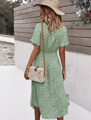 Button Down Smocked Collar Dress