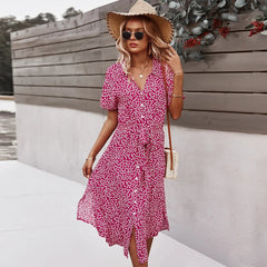 Button Down Smocked Collar Dress