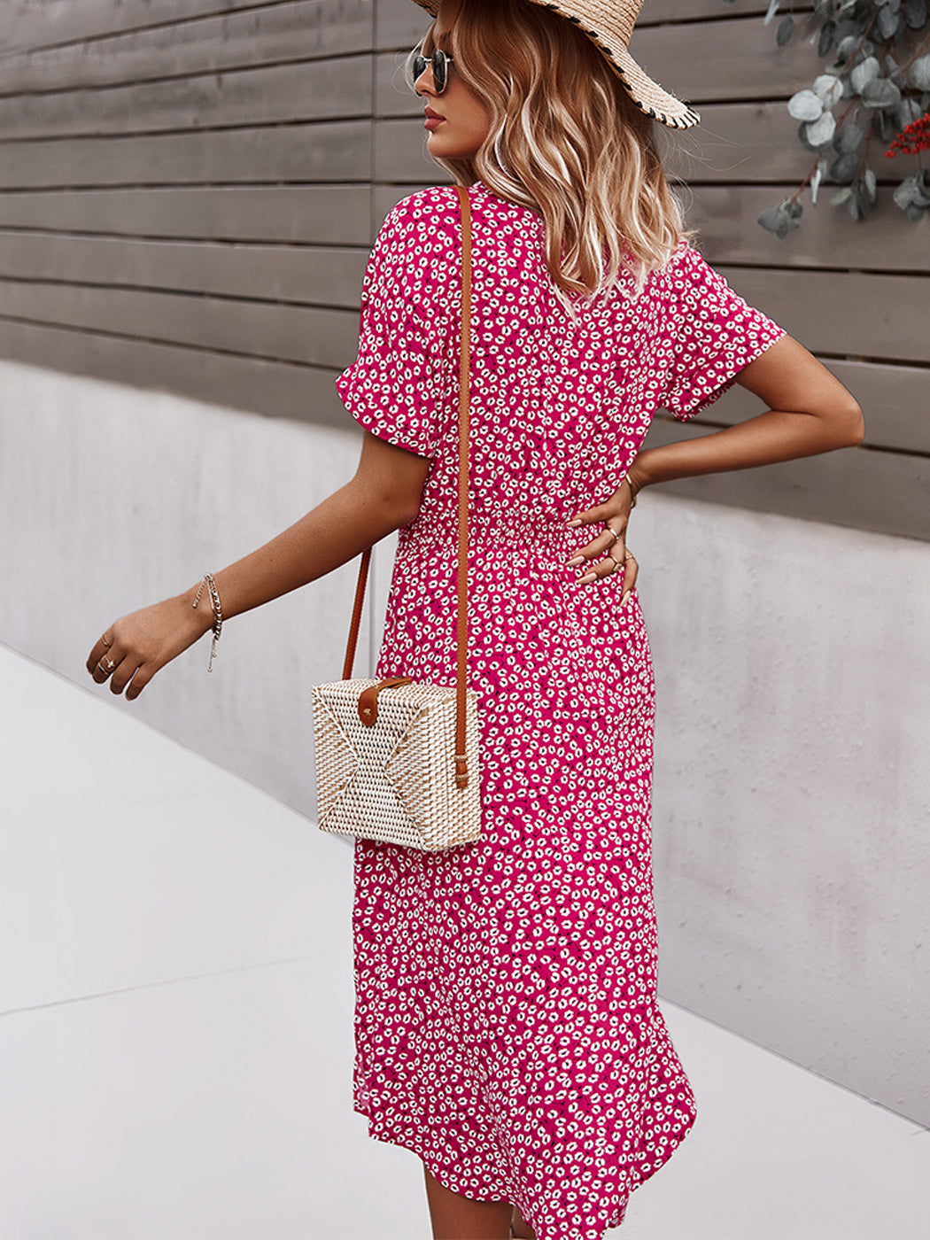 Button Down Smocked Collar Dress