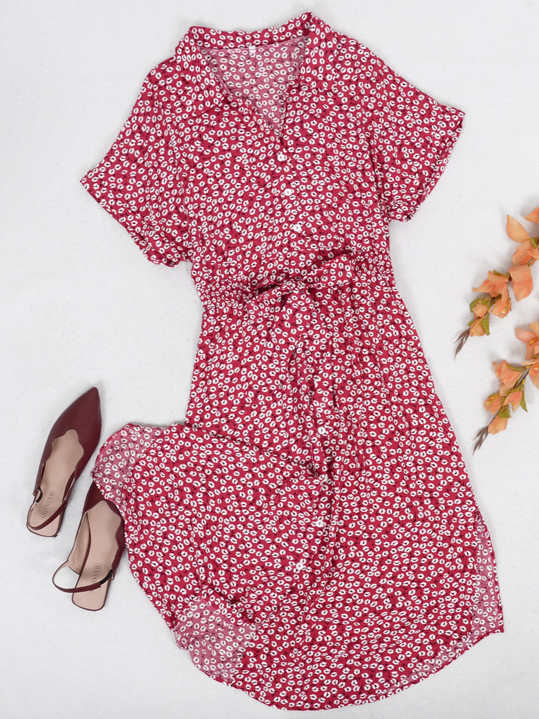 Button Down Smocked Collar Dress