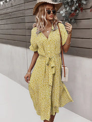 Button Down Smocked Collar Dress