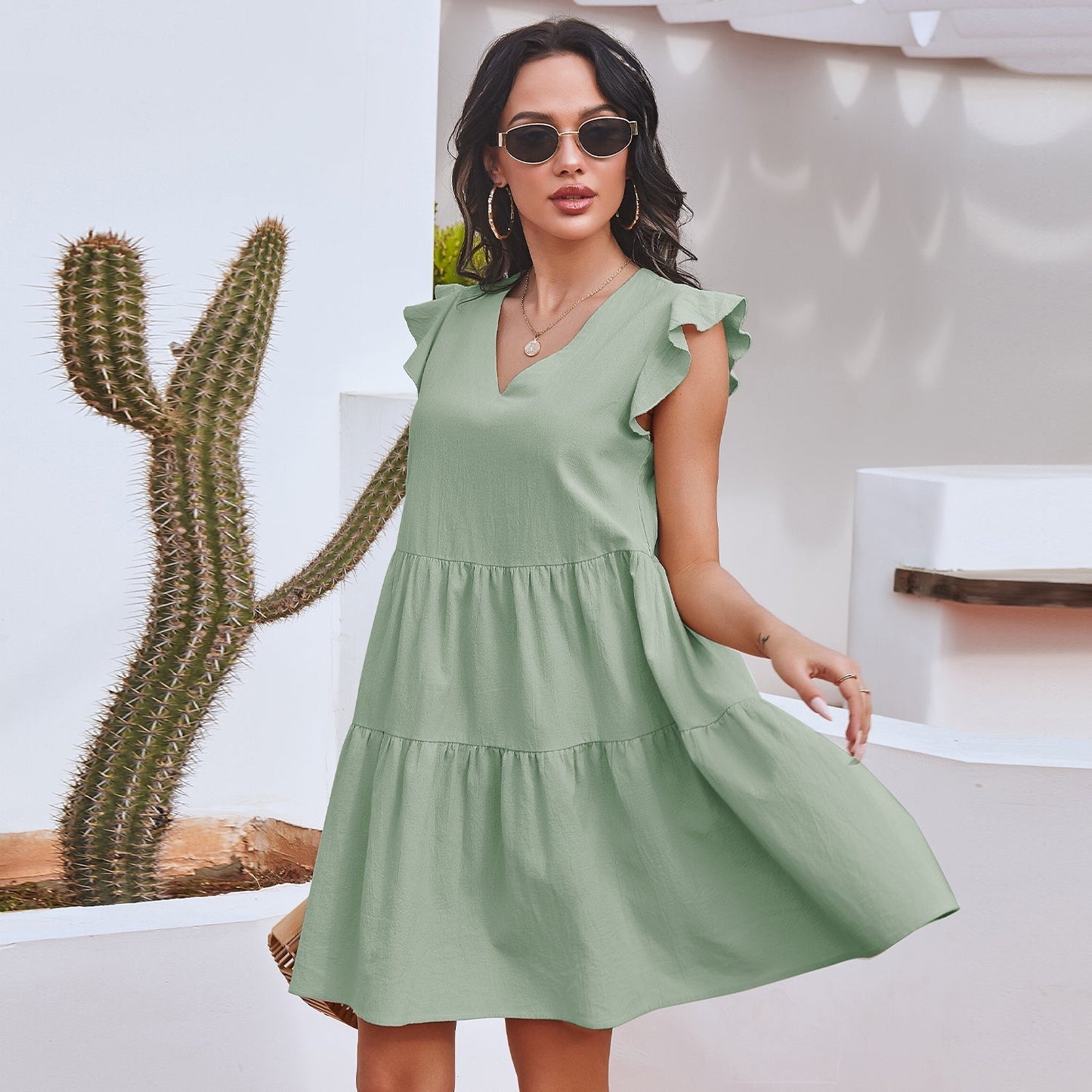 V Neck Sleeve Dress