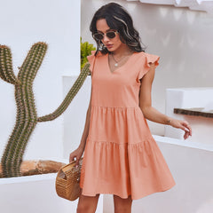 V Neck Sleeve Dress