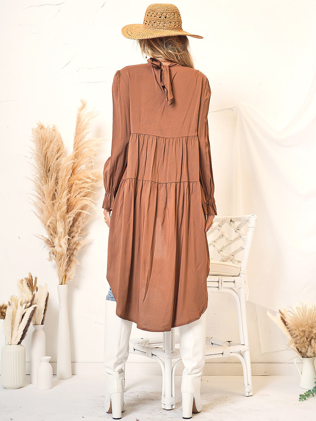 High-Low Ruffle Long Sleeve