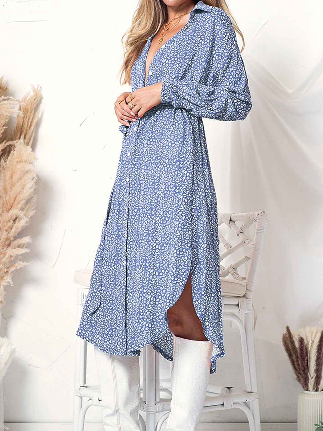 Floral Print Up Tunic Dress