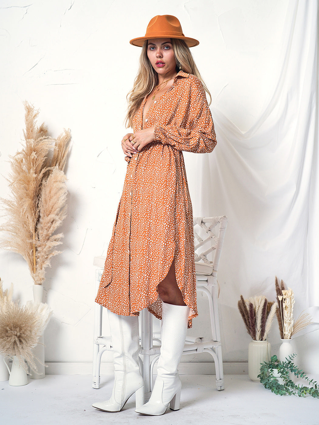 Floral Print Up Tunic Dress