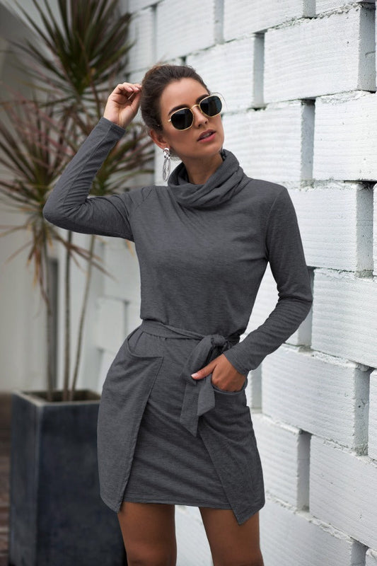 Neck Long Sleeve Dress