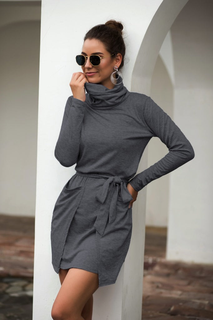 Neck Long Sleeve Dress