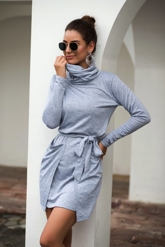 Neck Long Sleeve Dress