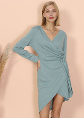 Long Sleeve Wrap Tie Dress