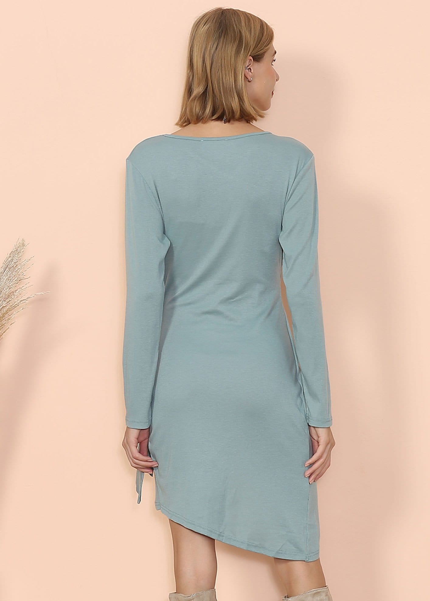 Long Sleeve Wrap Tie Dress