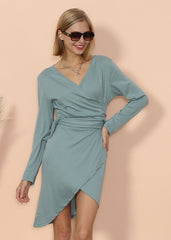 Long Sleeve Wrap Tie Dress