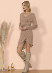 Long Sleeve Wrap Tie Dress
