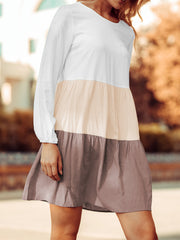 Colored Ruffle Sleeve Tunic Dress
