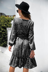 Print Button Ruffle Tunic Dress