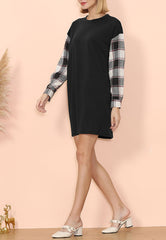 Long Sleeve Plaid T-Shirt Dress