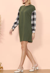 Long Sleeve Plaid T-Shirt Dress