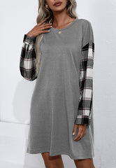 Long Sleeve Plaid T-Shirt Dress