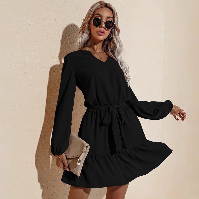 Long Tied Waist Tunic Dress