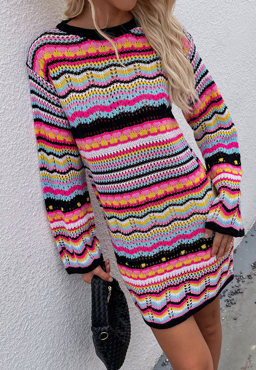 Vibrant Holiday Knit Dress