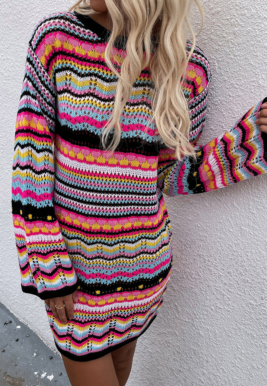 Vibrant Holiday Knit Dress