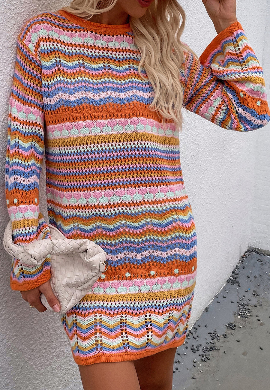 Vibrant Holiday Knit Dress