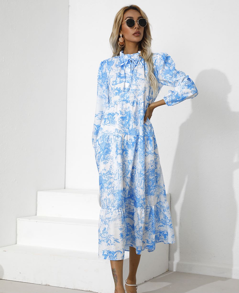 Print Tiered Hem Dress