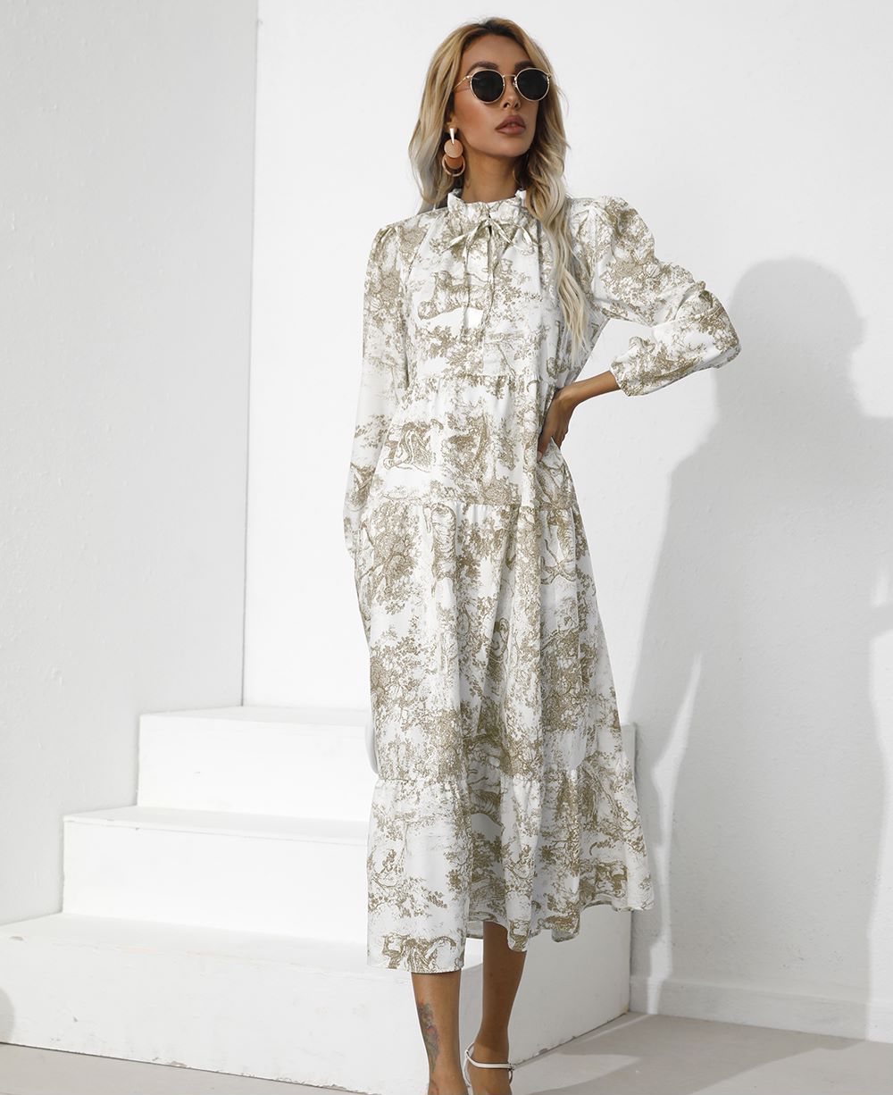 Print Tiered Hem Dress