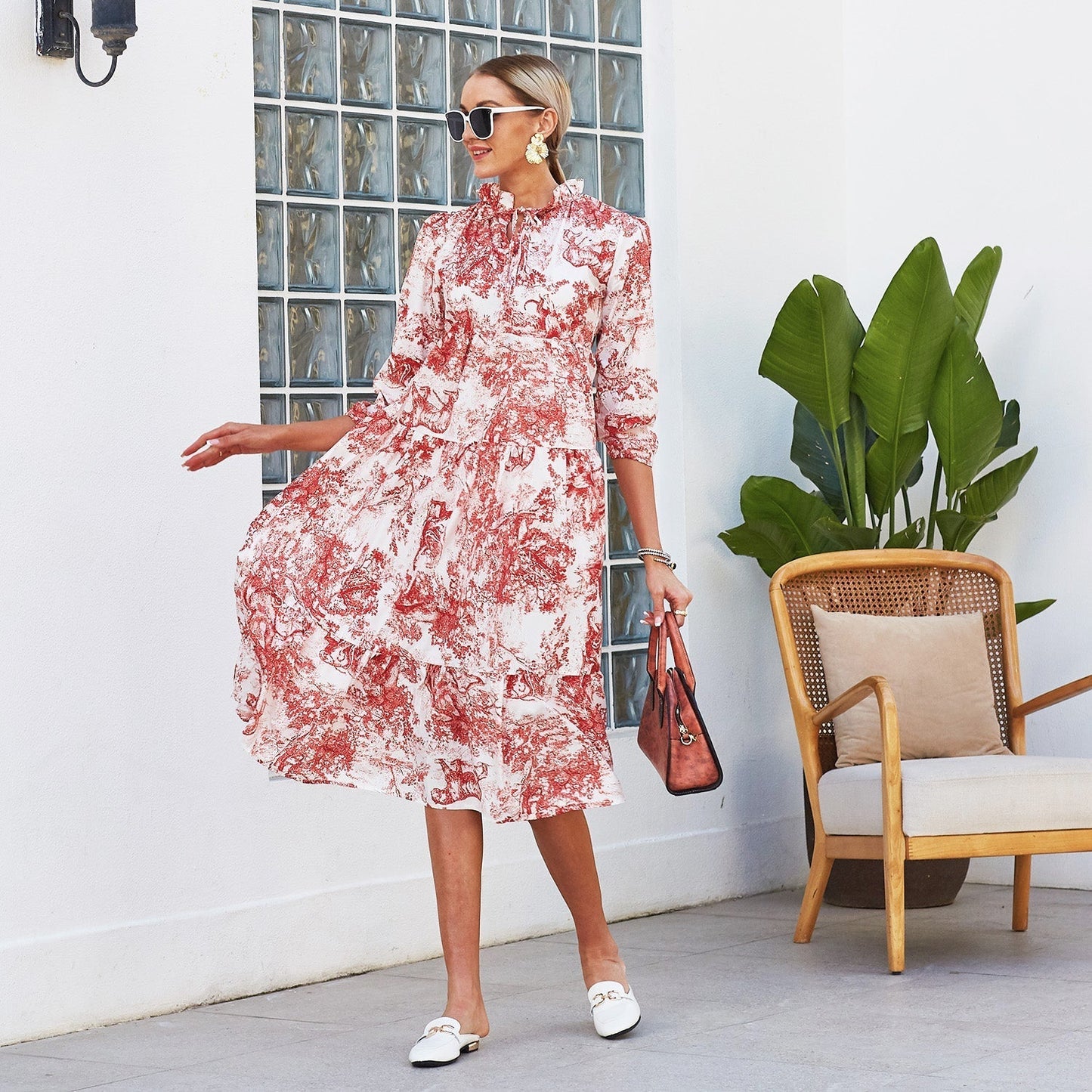 Print Tiered Hem Dress