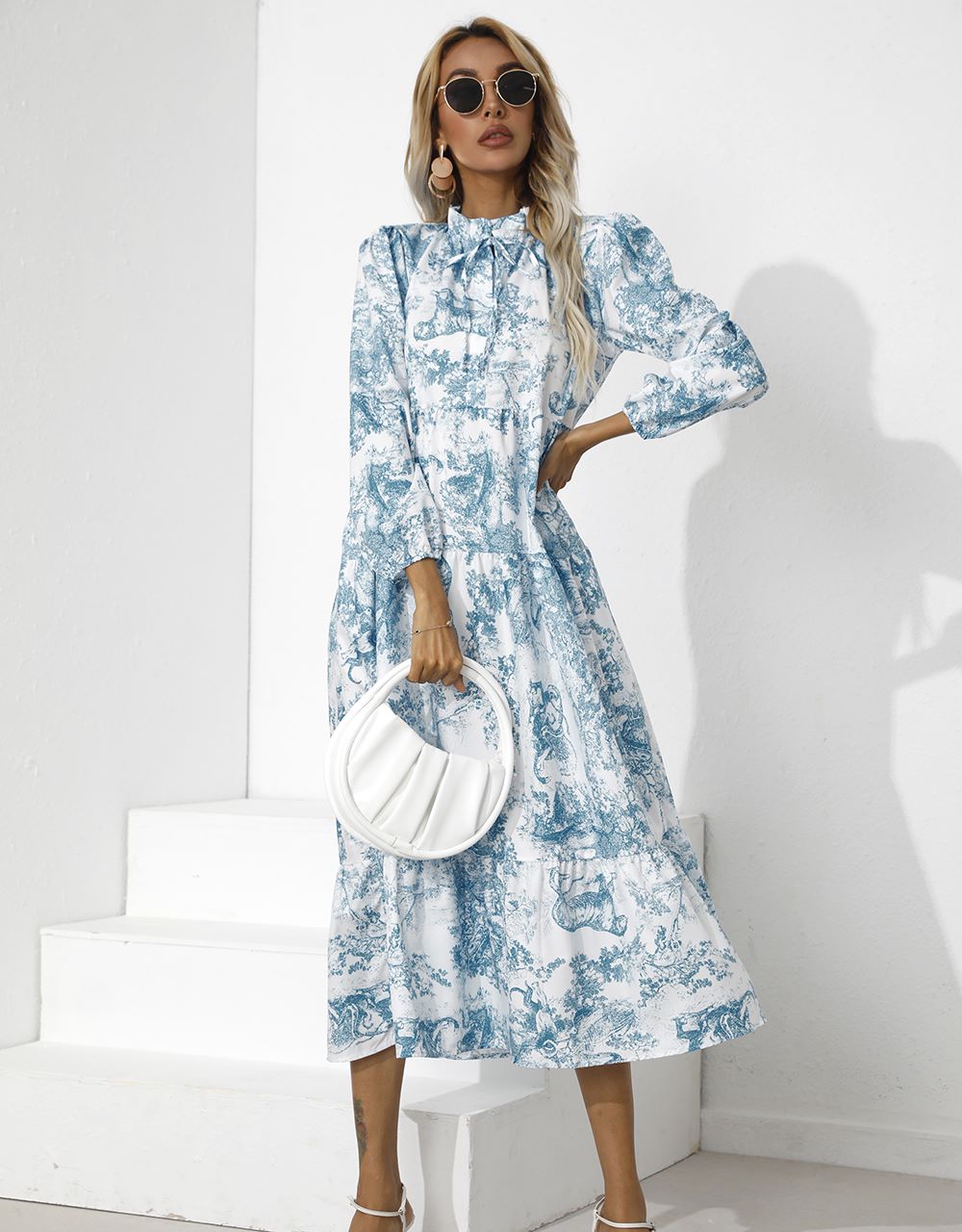 Print Tiered Hem Dress