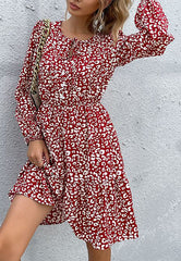 Keyhole Tie Neck Sleeve Dress