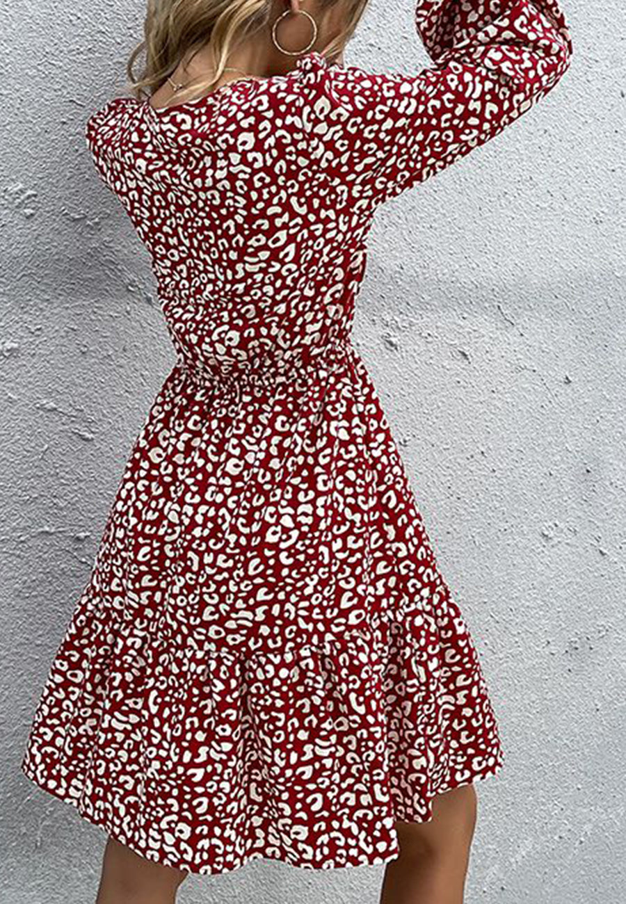 Keyhole Tie Neck Sleeve Dress
