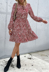 Keyhole Tie Neck Sleeve Dress
