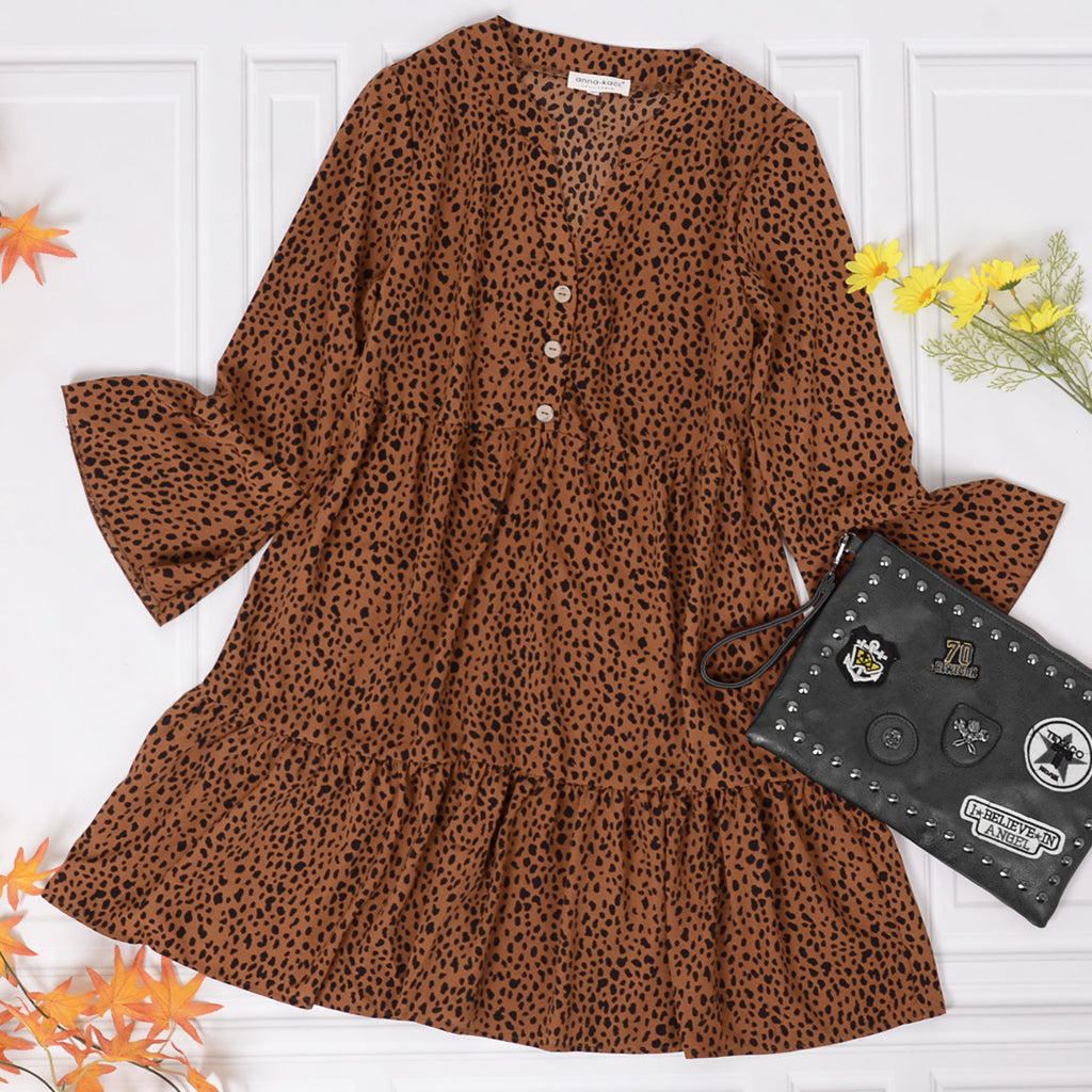 Long Sleeve Dotted Dress