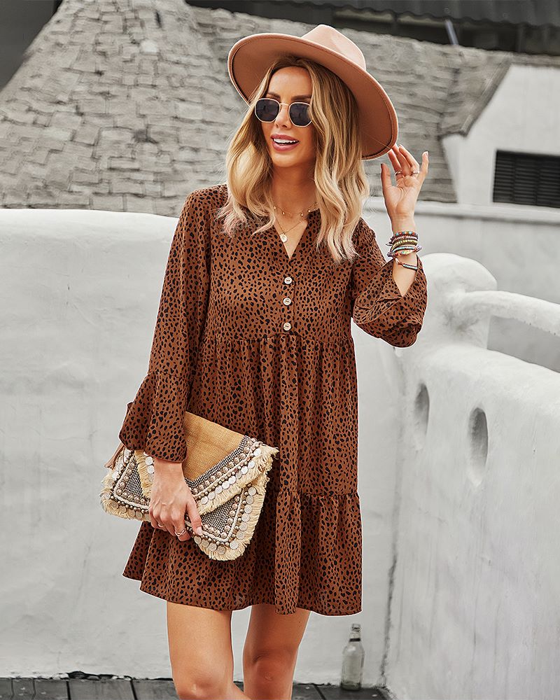 Long Sleeve Dotted Dress