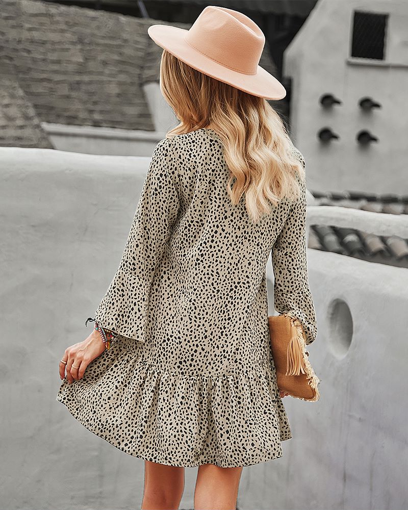 Long Sleeve Dotted Dress