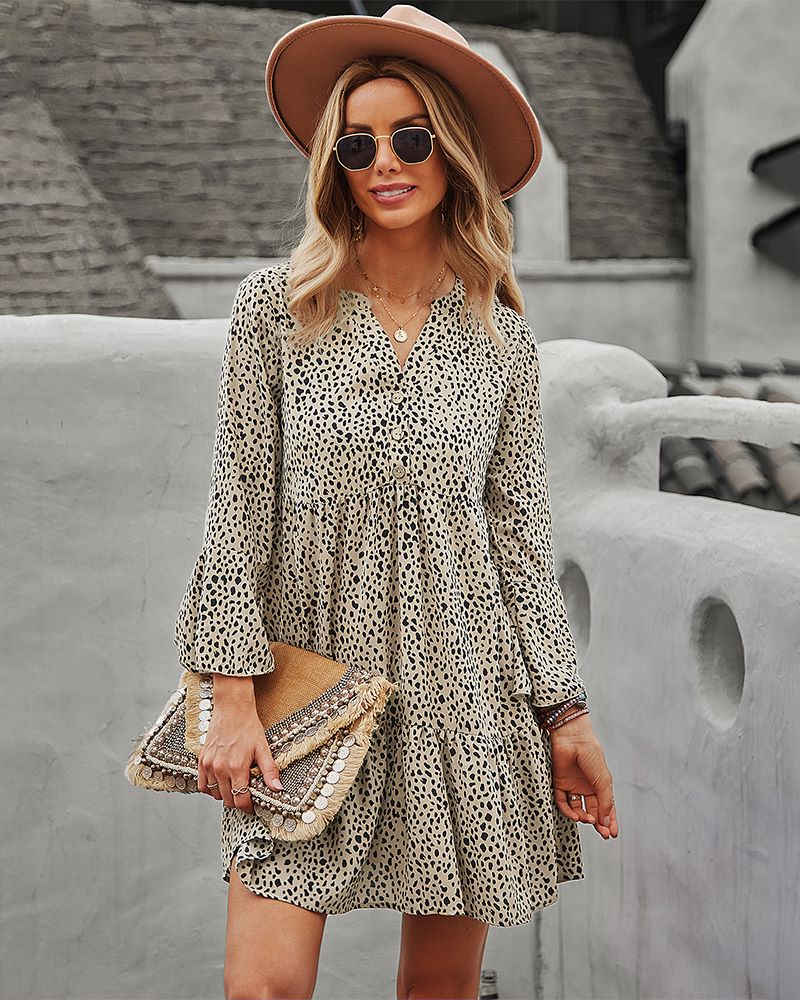 Long Sleeve Dotted Dress