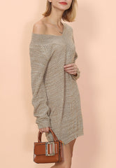 Plunge Neck Sweater Dress