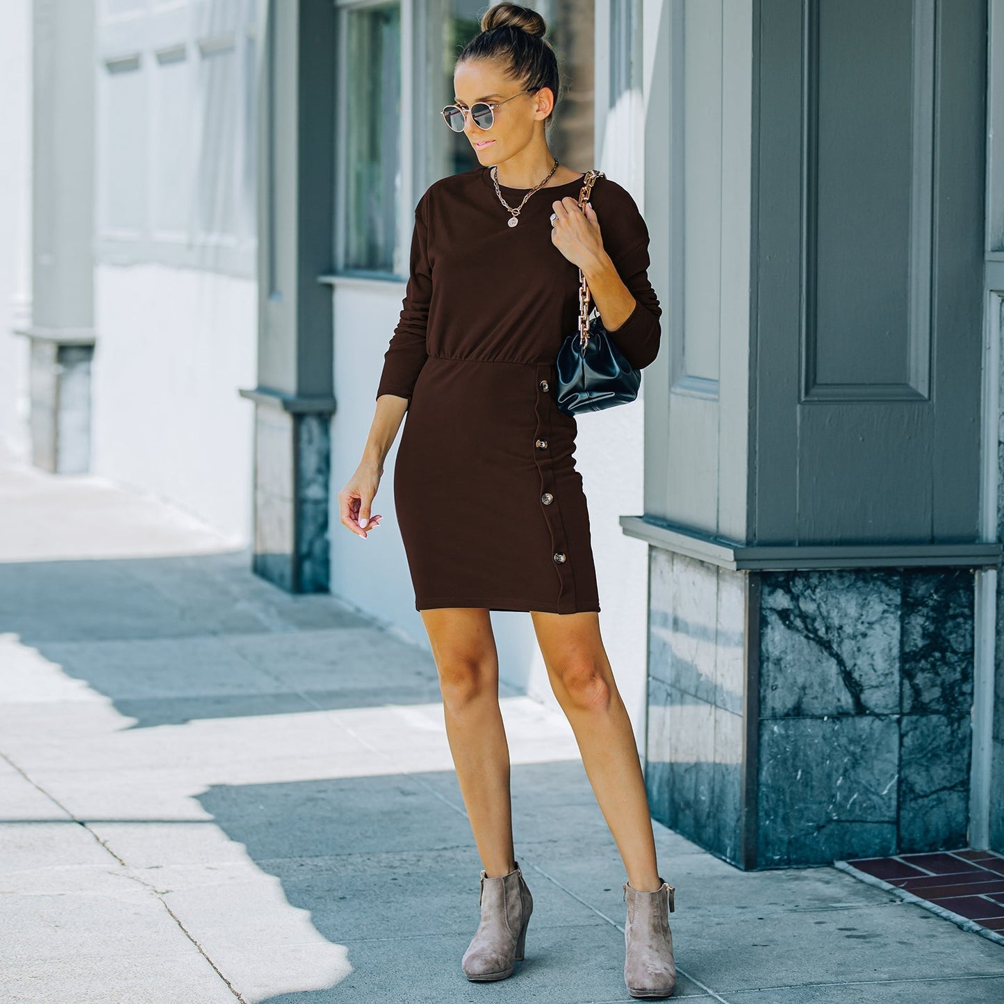 Button Skirt Bodycon Dress