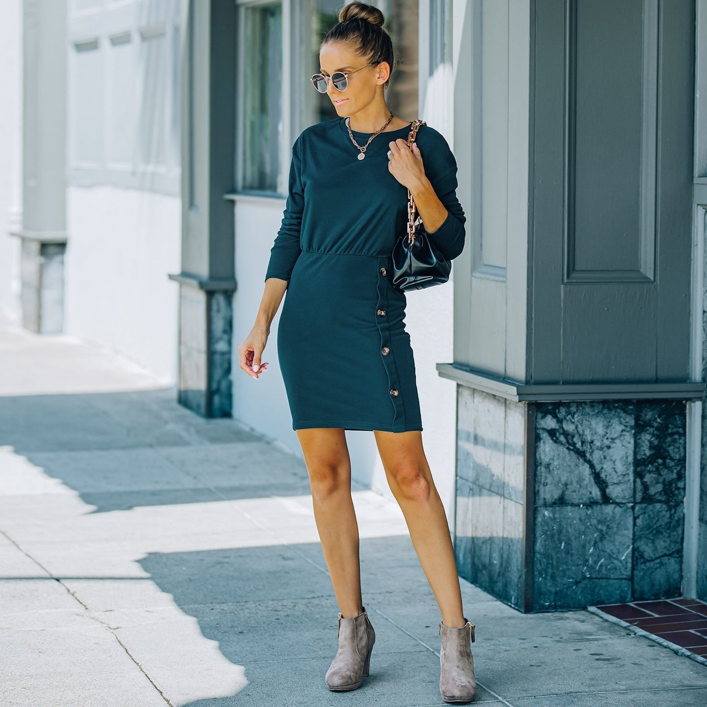 Button Skirt Bodycon Dress