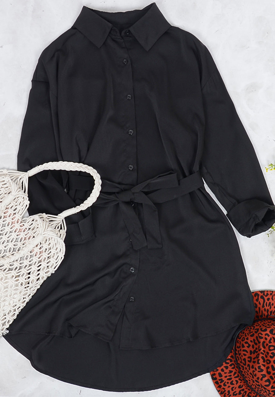 Solid Button Down Dress