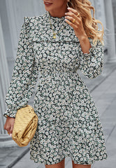 Floral Ruffle Trim Dress