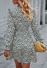 Floral Ruffle Trim Dress