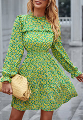 Floral Ruffle Trim Dress