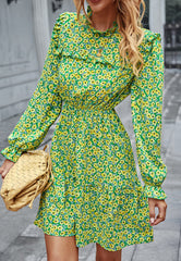 Floral Ruffle Trim Dress